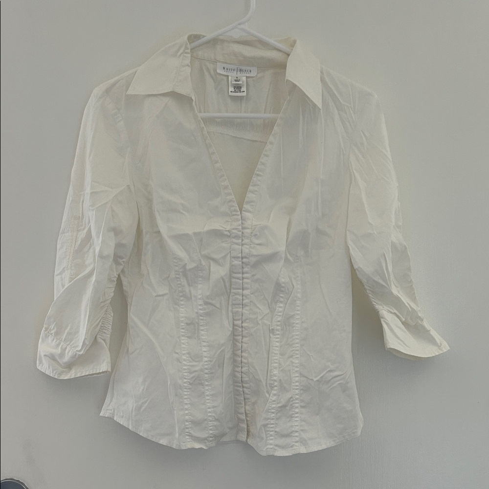 White House Black Market Cream Button-Down Shirt